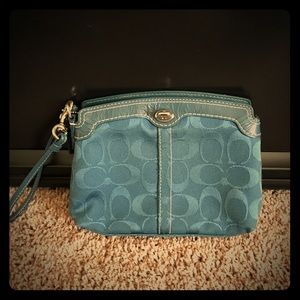 Blue coach wristlet